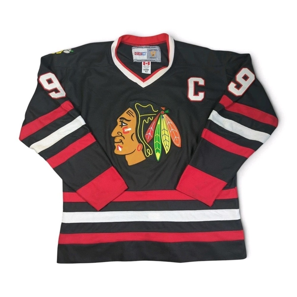Bobby Hull #9 Chicago Blackhawks CCM Vintage Hockey Jersey Size 52 Made Canada